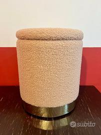 Pouf Contenitore Piccolo in Tessuto Bouclé Beige