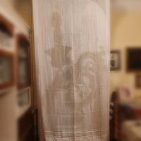 Coppia di tende base bianca con strisce colorate