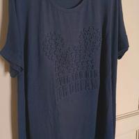 Maglia Maglietta Donna XL Blu Manica Corta T-shirt