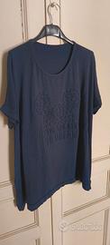 Maglia Maglietta Donna XL Blu Manica Corta T-shirt