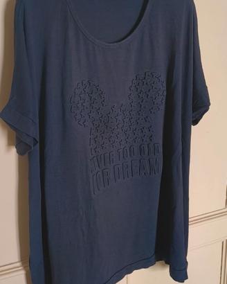 Maglia Maglietta Donna XL Blu Manica Corta T-shirt