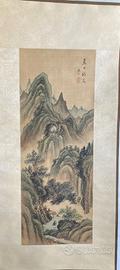 Dipinto cinese su seta a scorrimento - Shan Shui