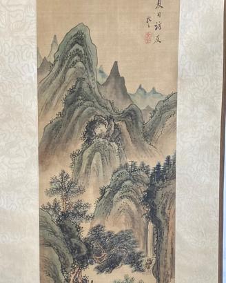 Dipinto cinese su seta a scorrimento - Shan Shui