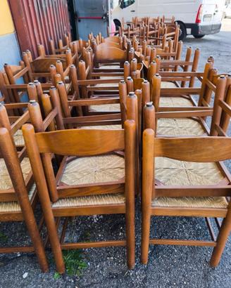 Sedie Rustiche in Legno e Paglia