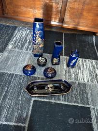 set vintage giapponese blu cobalto
