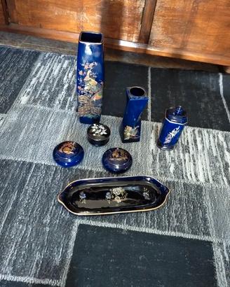 set vintage giapponese blu cobalto
