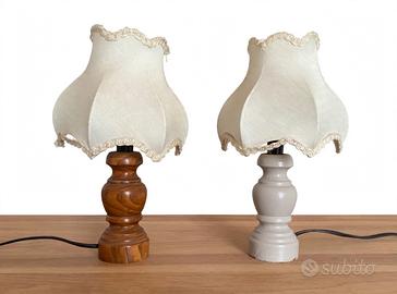 Coppia lampade da comodino vintage in legno