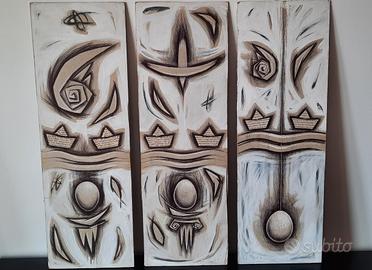 tecnica mista 3 pezzi  datati e firmati 