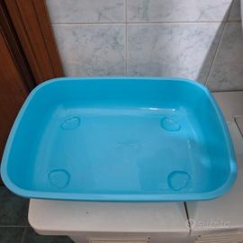lettiera plastica azzurra gatto igienica leggera