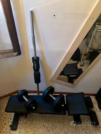 Panca reclinabile + Kit pesi 50kg Decathlon