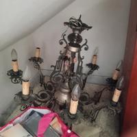 Lampadario vintage in peltro