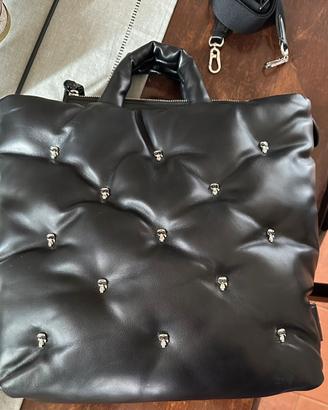 Borsa shopper con tracolla Karl Lagerfeld nera