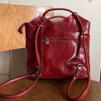 Borsa a spalla / zaino rosso in vera pelle