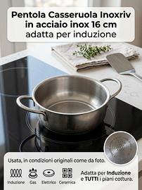 Pentola Casseruola Inoxriv in acciaio inox 16 cm a