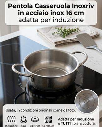 Pentola Casseruola Inoxriv in acciaio inox 16 cm a