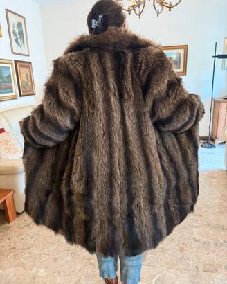 Pelliccia vintage lunga in volpe argentata