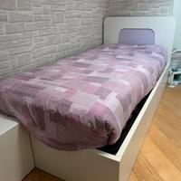 Letto singolo contenitore bianco+inserto testata