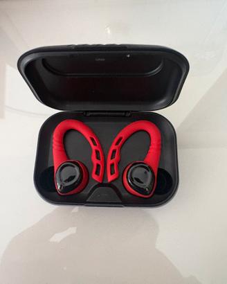 Auricolari bluetooth wireless sportivi rosso/nero