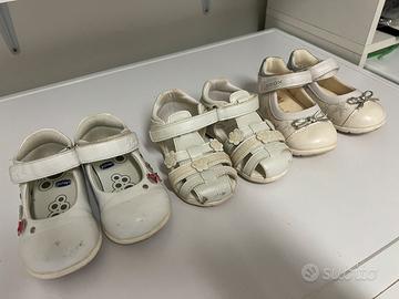 Sandali bianchi pelle Chicco e Geox 21 bimba