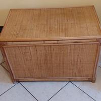 Panca contenitore in legno giunco