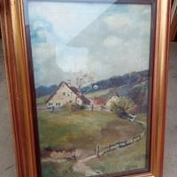 dipinto con alberi o paesaggio con cornice