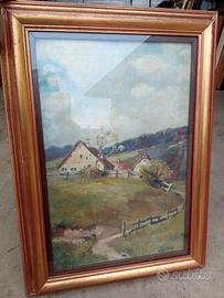 dipinto con alberi o paesaggio con cornice