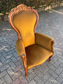 Poltrona Vintage stile Luigi Filippo in Velluto