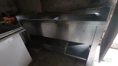 Mobile lavello 2 vasche acciaio inox 150cm