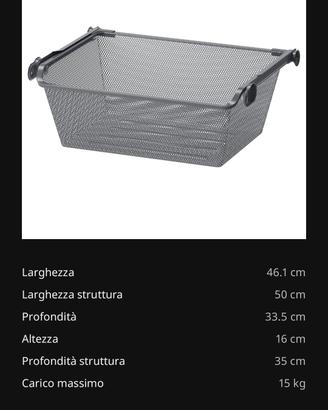 Cestello in rete Ikea con binario 
