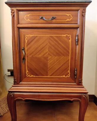 Comodini Anni '50 in Legno Massello Intarsiato