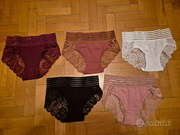 Intimo in pizzo, vita alta - 5 pezzi