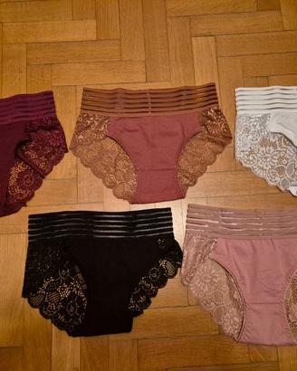 Intimo in pizzo, vita alta - 5 pezzi
