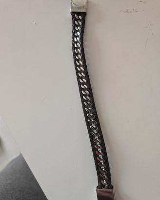 👉 Bracciale uomo Sector pelle intrecciata acciaio