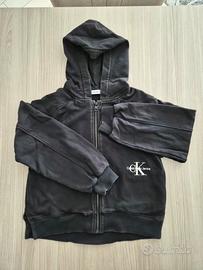 Felpa Nero Antracite con zip Calvin Klein 10 anni