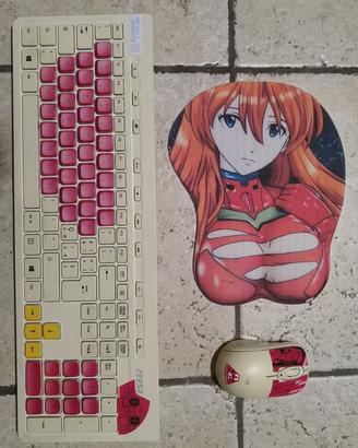 MSI wifi mouse + tastiera + tappetino EVANGELION 