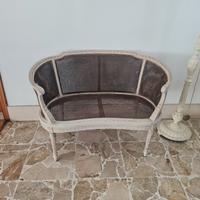 divanetto francese luigi xvi in legno e paglia di 