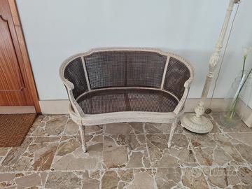 divanetto francese luigi xvi in legno e paglia di 
