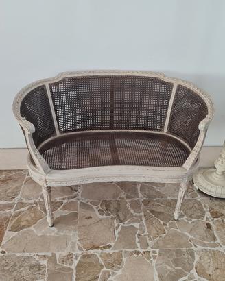 divanetto francese luigi xvi in legno e paglia di 