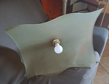 Lampadario vetro e legno + lampadina Fitop