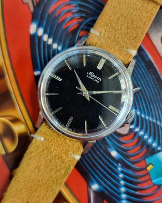 Alpina Standard 34mm Black Dial 1960s cal.598r 