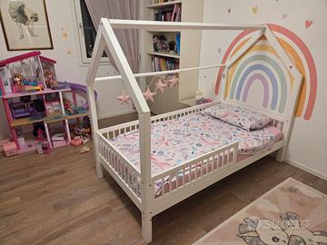 letto a capanna 90×180 con materasso e paracolpi