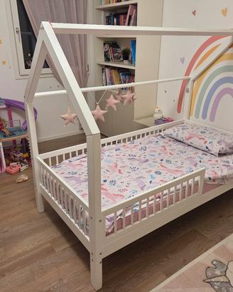 letto a capanna 90×180 con materasso e paracolpi