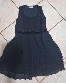 Abito nero a balze taglia 42 con corpetto in lurex