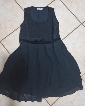Abito nero a balze taglia 42 con corpetto in lurex