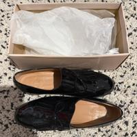 Mocassini Contigo nero lucido in pelle e cuoio