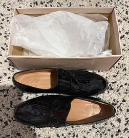 Mocassini Contigo nero lucido in pelle e cuoio