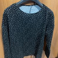 Maglia maniche lunghe nera e fiori bianchi Tezenis