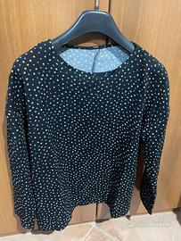 Maglia maniche lunghe nera e fiori bianchi Tezenis