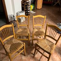 4 sedie in legno impagliate buono stato, stile cl