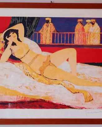 S. Fiume "Odalisca con guardiani" litografia orig.